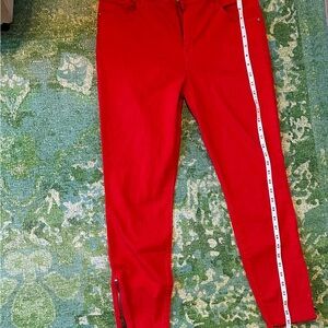 Sanctuary Vibrant Red Ankle Jeans with White Stripe